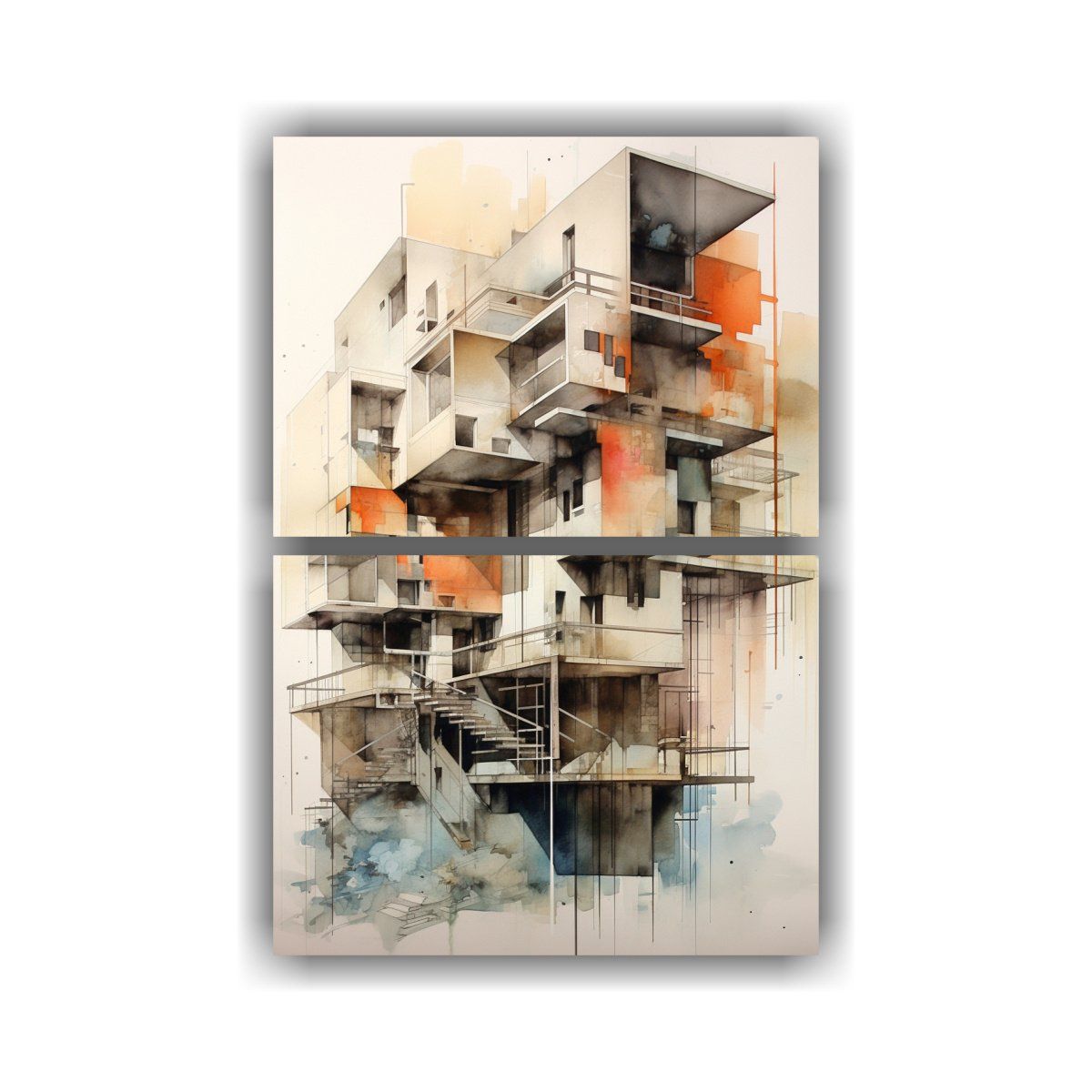 GENERICO - Cuadro De Agua De Arquitectura Pintura Acuarela 30x40 Cm