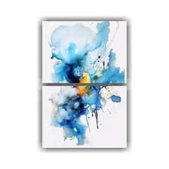 GENERICO - Pintura De Pared Abstracta Acuarela Azul Línea 30x40 Cm