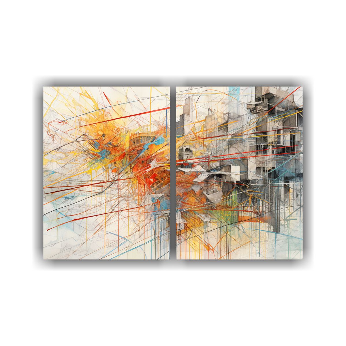 GENERICO - Pintura Abstracta Colorida De Formas Entrelazadas 40x30 Cm