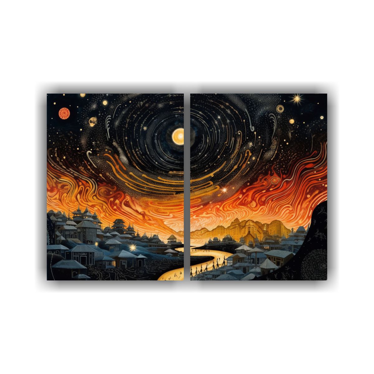 GENERICO - Pinturas Murales De Paisaje Nocturno Estrellado 80x60 Cm