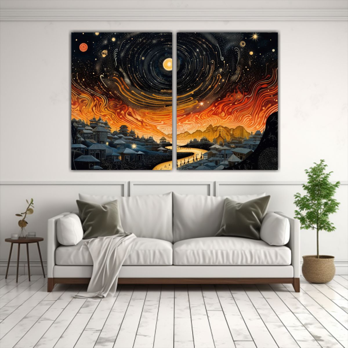 GENERICO - Pinturas Murales De Paisaje Nocturno Estrellado 80x60 Cm