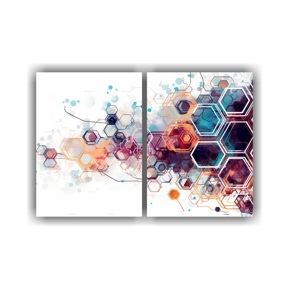 GENERICO - Cuadros Elegancia Tecnológica Hexágonos 40x30 Cm