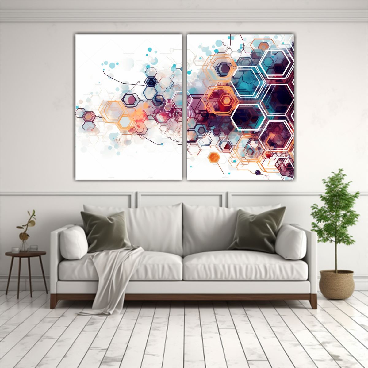 GENERICO - Cuadros Elegancia Tecnológica Hexágonos 40x30 Cm