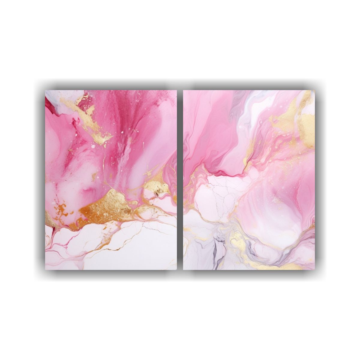 GENERICO - Pinturas Abstractas En Mármol Rosa Blanco Y 40x30 Cm