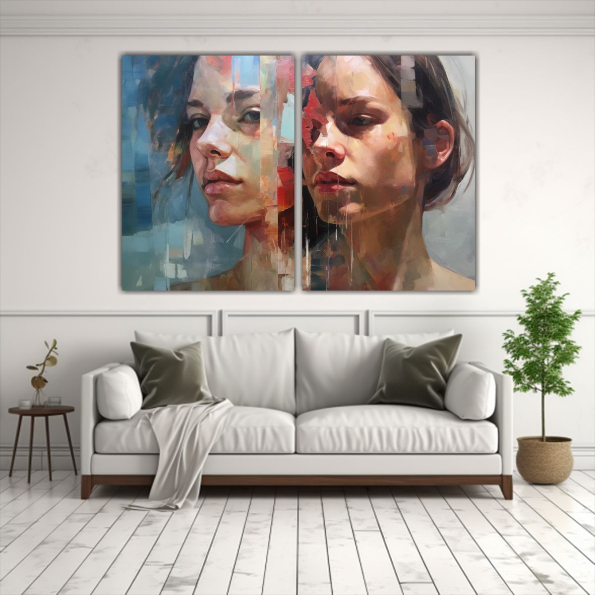 GENERICO - Cuadros De Animales Fusionan Visualmente Luchas 80x50 Cm