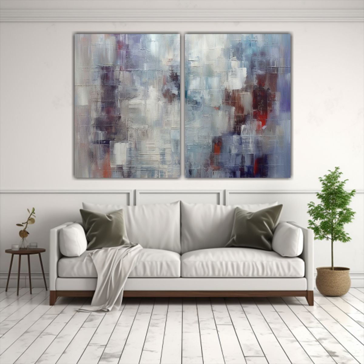 GENERICO - Cuadros De Tela Abstractos En Gris Y Azul Sobre 80x50 Cm