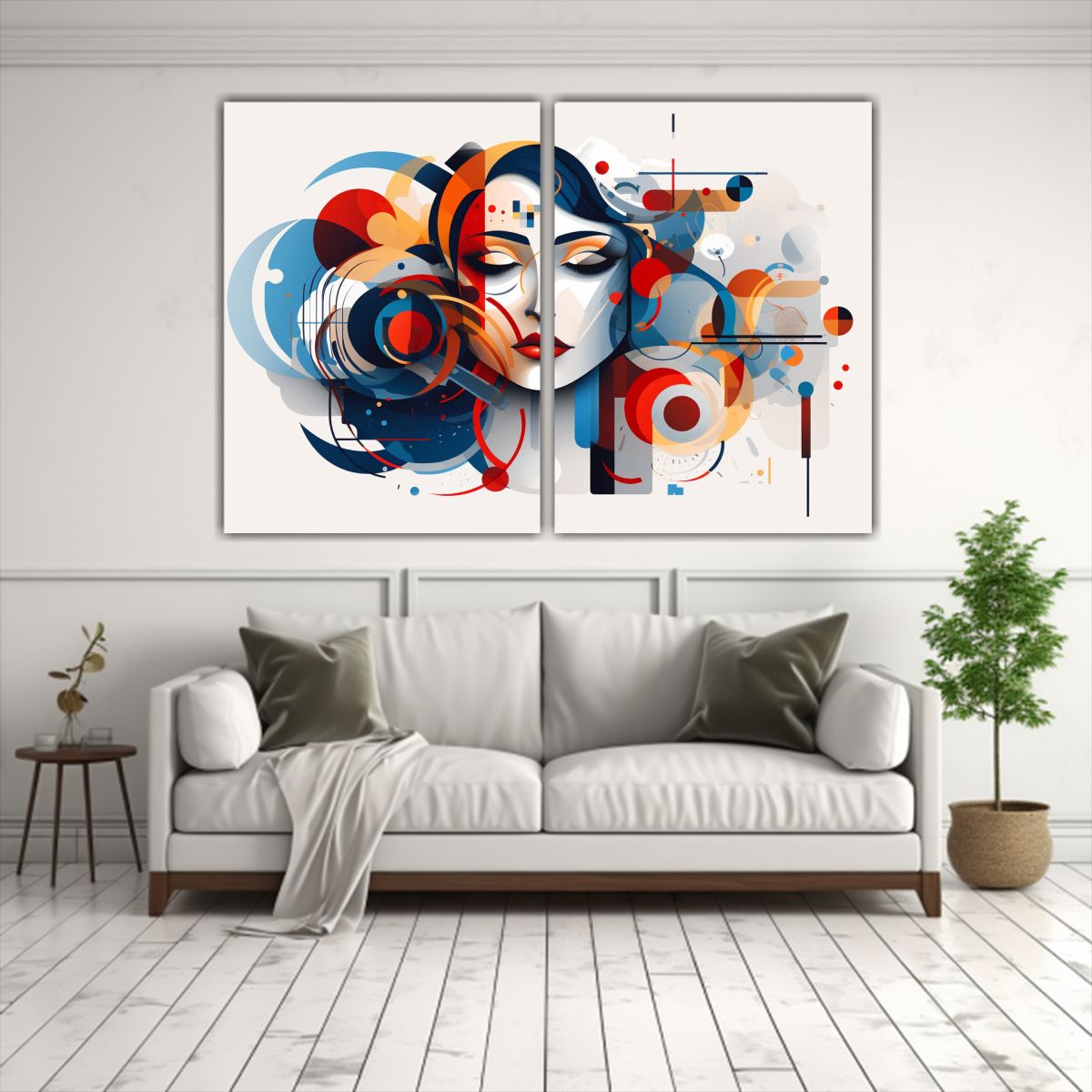GENERICO - Cuadro Abstracto Con Elementos Cubistas En Estilo 80x50 Cm