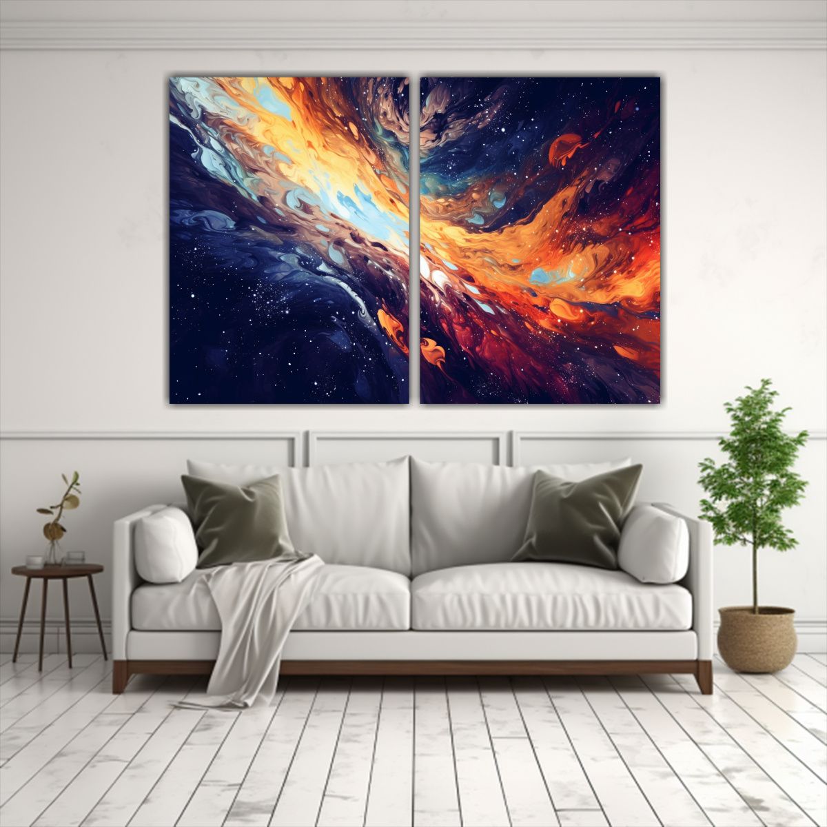 GENERICO - Pintura Abstracta De Galaxia Con Remolinos Para 80x50 Cm