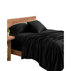 GENERICO - JUEGO DE SABANAS PLAZA Y MEDIA 200 HILOS NEGRO