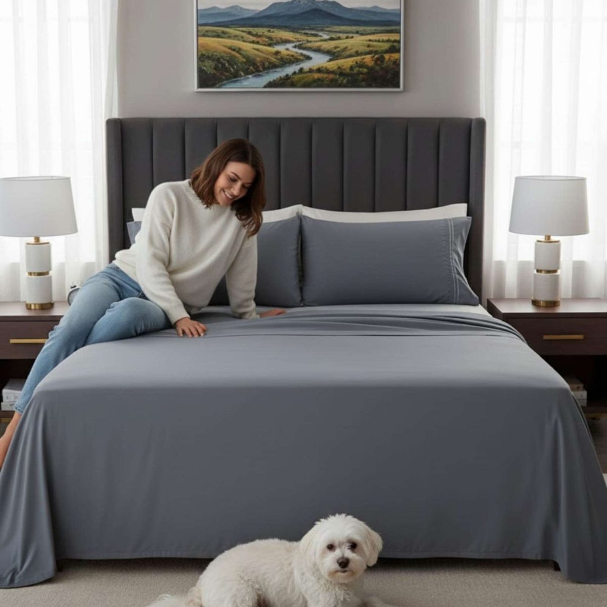 GENERICO - Juego de Sábanas 500 Hilos 2 Plazas Alta Densidad y Confort