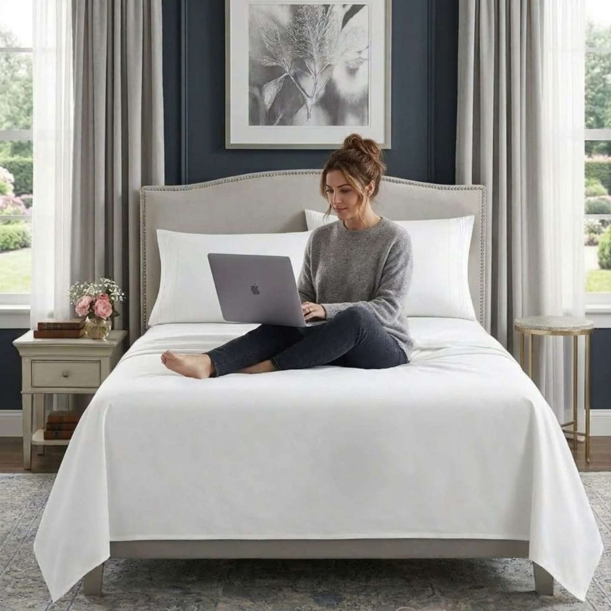 GENERICO - Juego de Sábanas 500 Hilos 2 Plazas Alta Densidad y Confort