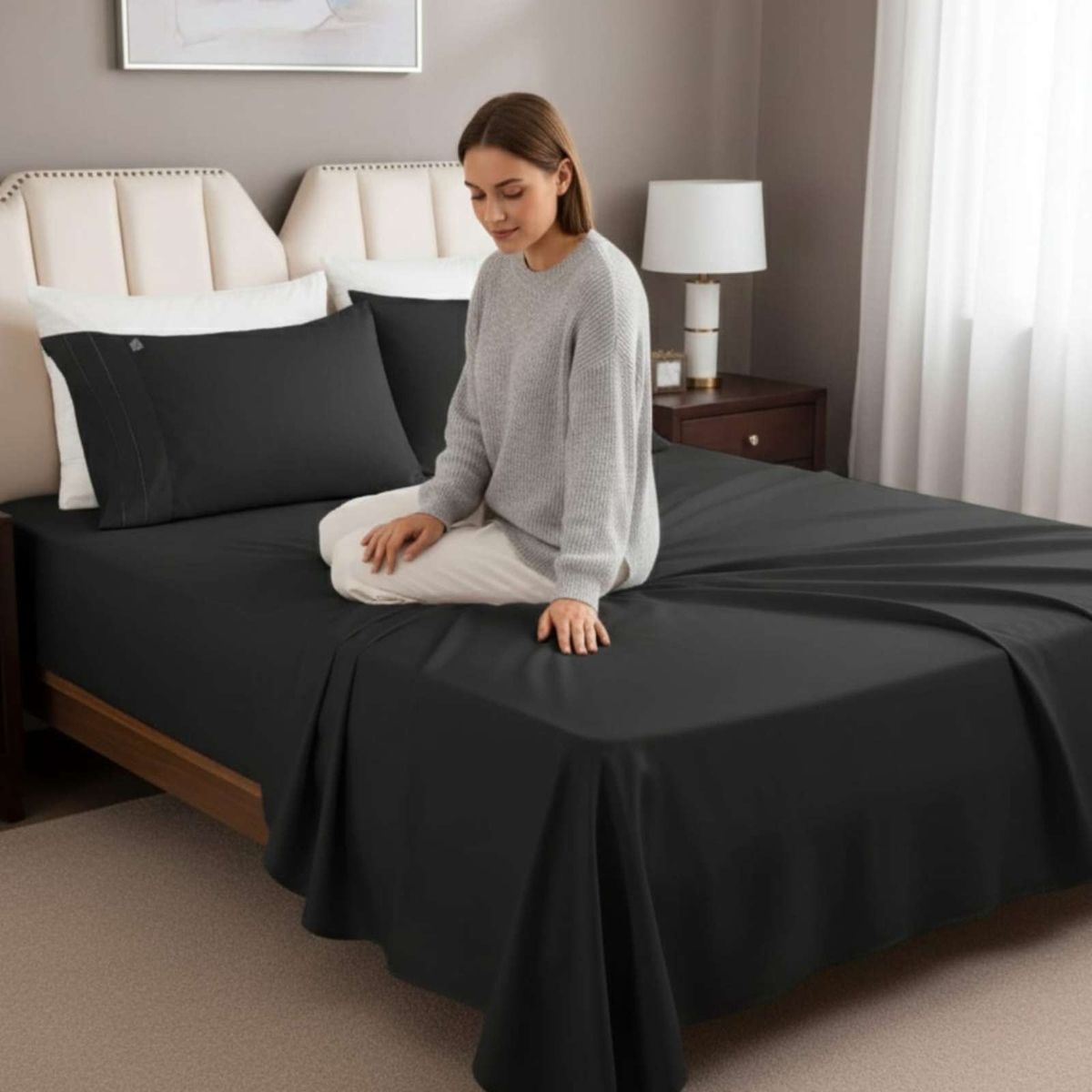 GENERICO - Juego de Sábanas 500 Hilos 2 Plazas Alta Densidad y Confort