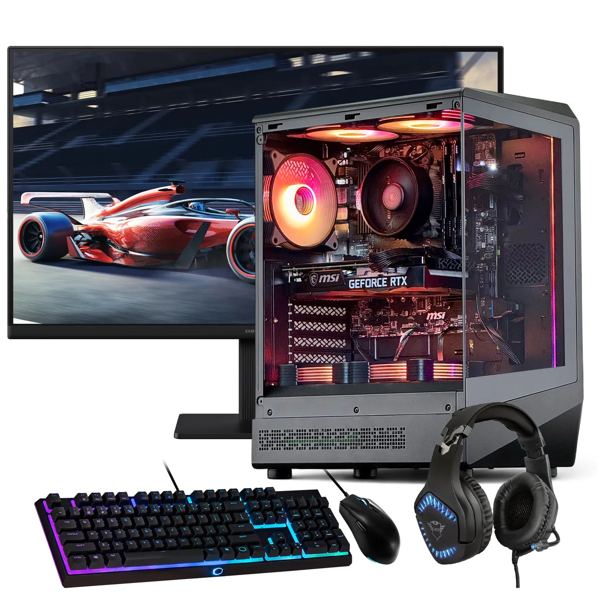 HYPERPC - PC GAMER + MONITOR 24 + Perif: AMD Ryzen 5 5500 32Gb 1Tb RTX 5060