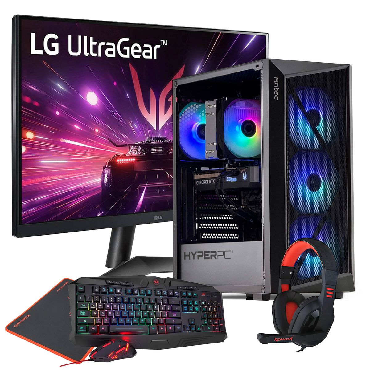 HYPERPC - PC GAMER + MONITOR 24 + Perif: AMD Ryzen 5 5500 32Gb 1Tb RTX 5060 Ti