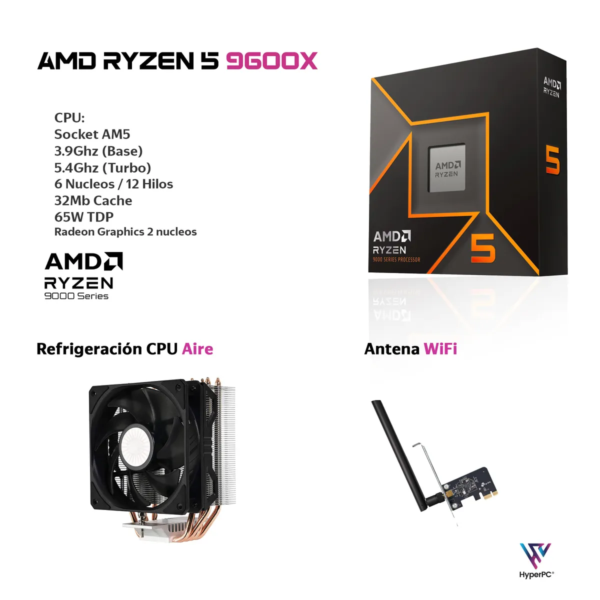 HYPERPC - PC GAMER + MONITOR 24 + Perif: AMD RYZEN 5 9600X 32Gb DDR5 1Tb Radeon Graphics