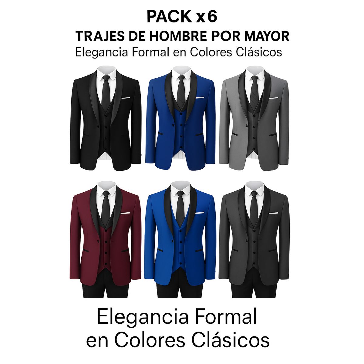 XPRESS RECHARGE - Pack x 3 Trajes 4P de Hombre por Mayor Elegancia para boda y eventos