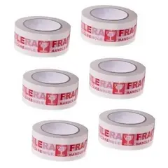 GENERICO - Pack 6 Cinta Frágil Adhesiva De Embalaje 45cmx50m Premium