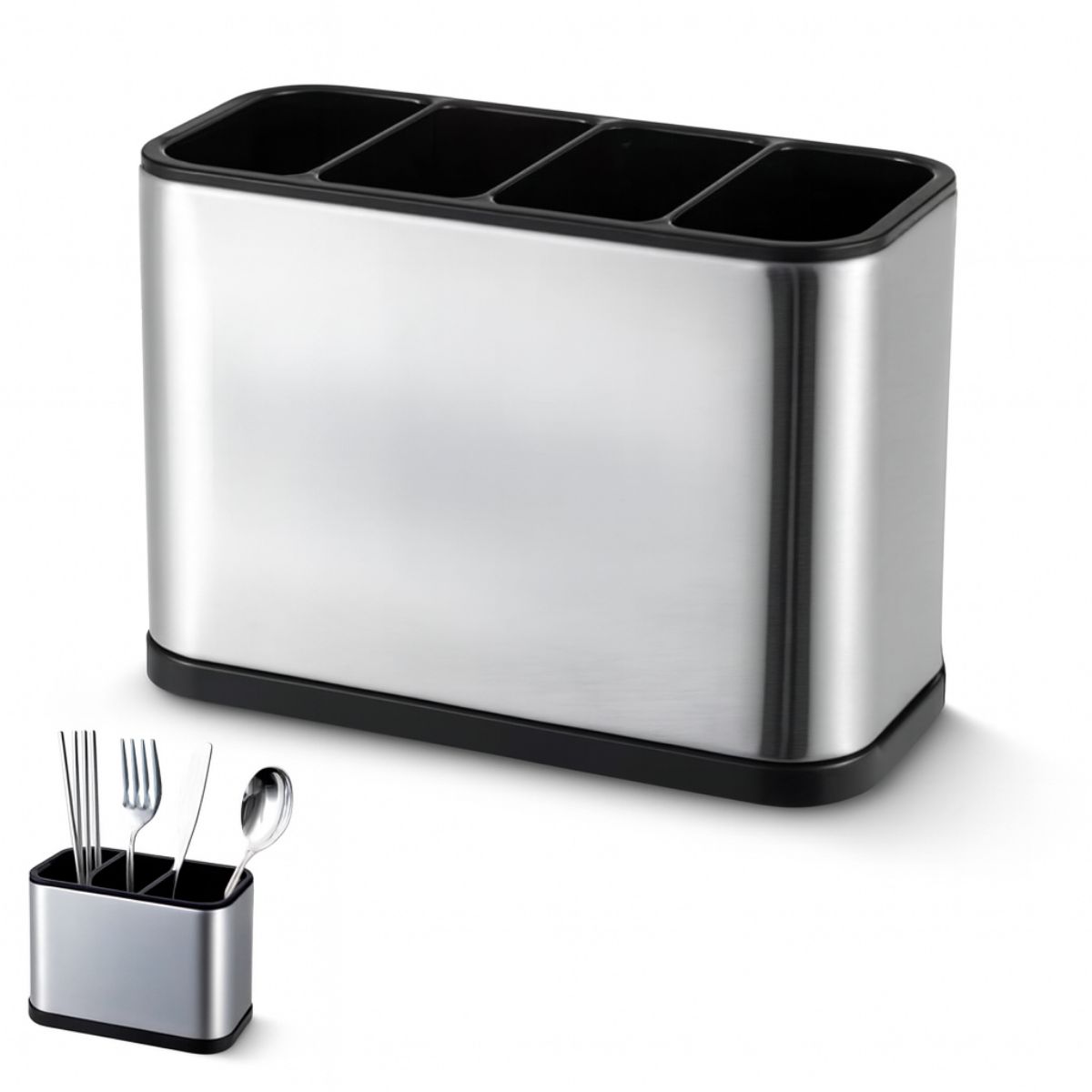 GENERICO - Organizador Escurridor Utensilios Cubiertos Acero Inoxidable