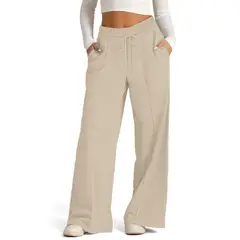 AGW - Pantalón Buzo Tela Ligera Algodón Palazzo Elasticado Wide Leg Oversize