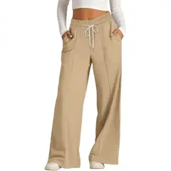 AGW - Pantalón Buzo Algodón Palazzo Elasticado Pretina Ancha Wide Leg Oversize.