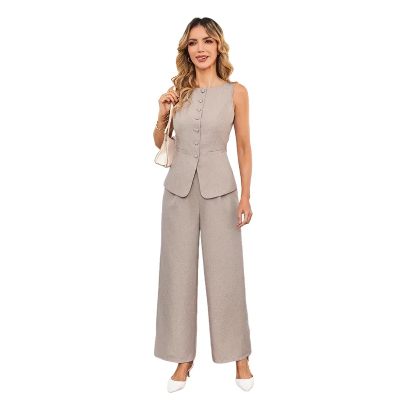 BLWOENS - Traje de verano para mujeres - 2 piezas - Café