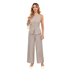 BLWOENS - Traje de verano para mujeres - 2 piezas - Café
