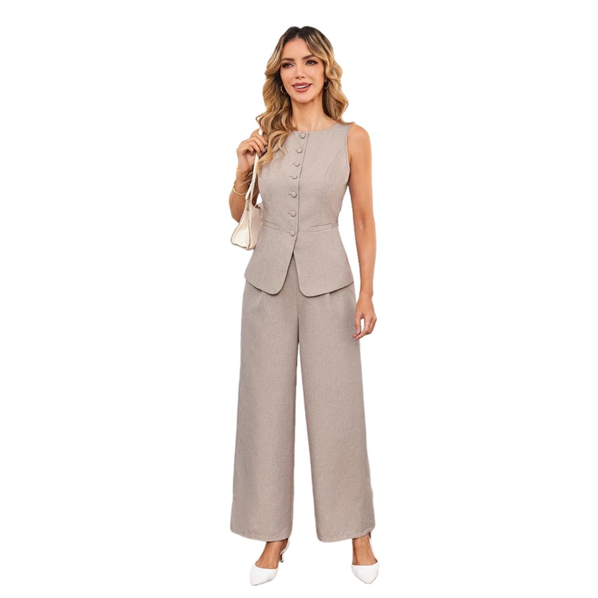 BLWOENS - Traje de verano para mujeres - 2 piezas - Café