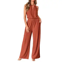 BLWOENS - Traje de verano para mujeres - 2 piezas - Naranja