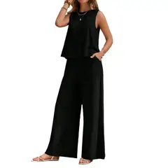 BLWOENS - Traje de verano para mujeres - 2 piezas - Negro