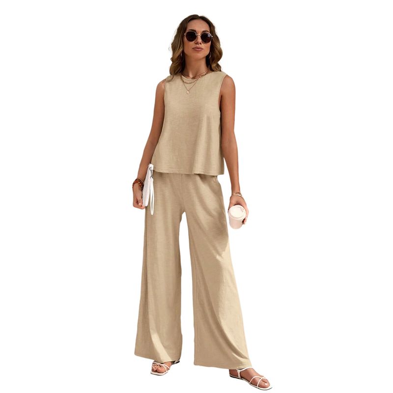 BLWOENS - Traje de verano para mujeres - 2 piezas - Beige