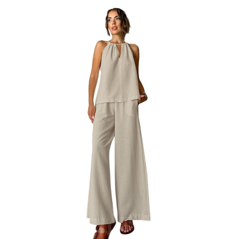 BLWOENS - Traje de verano para mujeres - 2 piezas - Beige