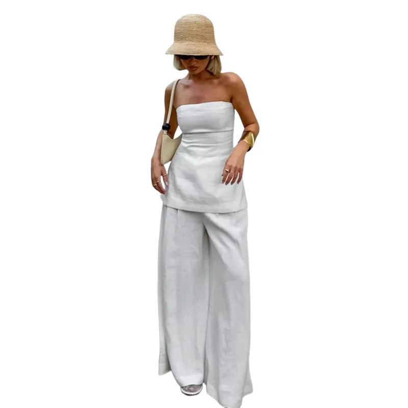 BLWOENS - Traje de verano para mujeres - 2 piezas - Blanco