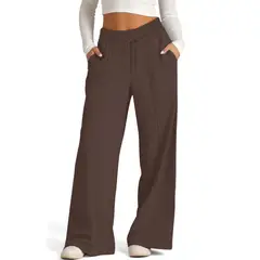 AGW - Pantalón Buzo Tela Ligera Algodón Palazzo Elasticado Wide Leg Oversize