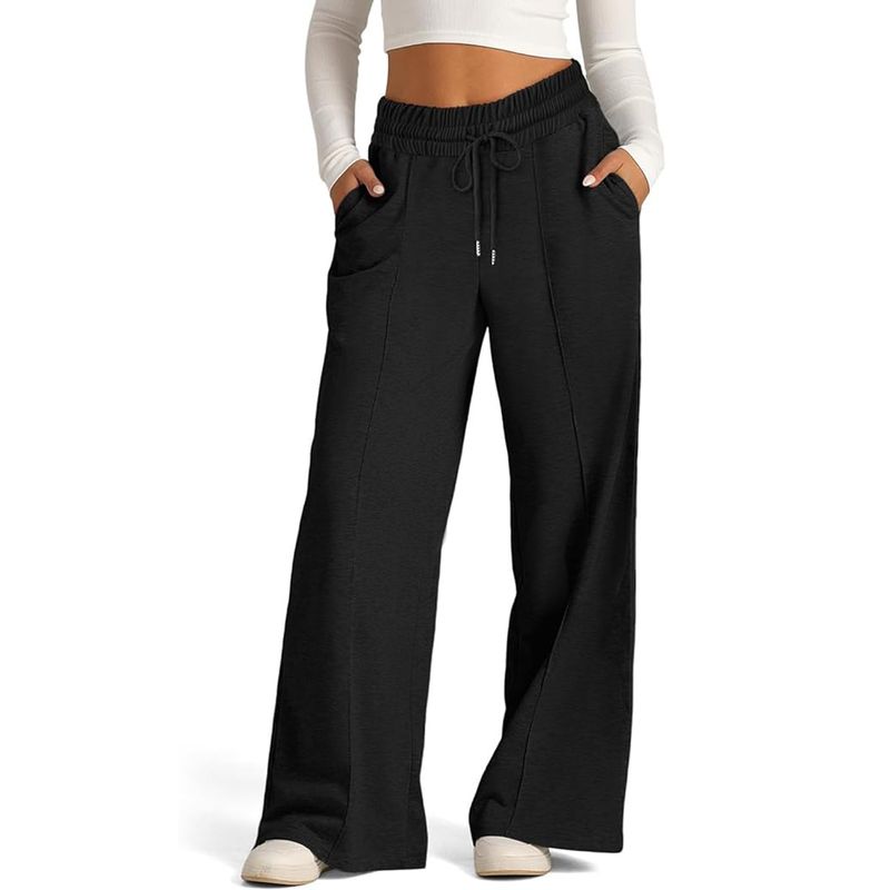 AGW - Pantalón Buzo Tela Ligera Algodón Palazzo Elasticado Wide Leg Oversize