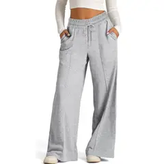 AGW - Pantalón Buzo Tela Ligera Algodón Palazzo Elasticado Wide Leg Oversize