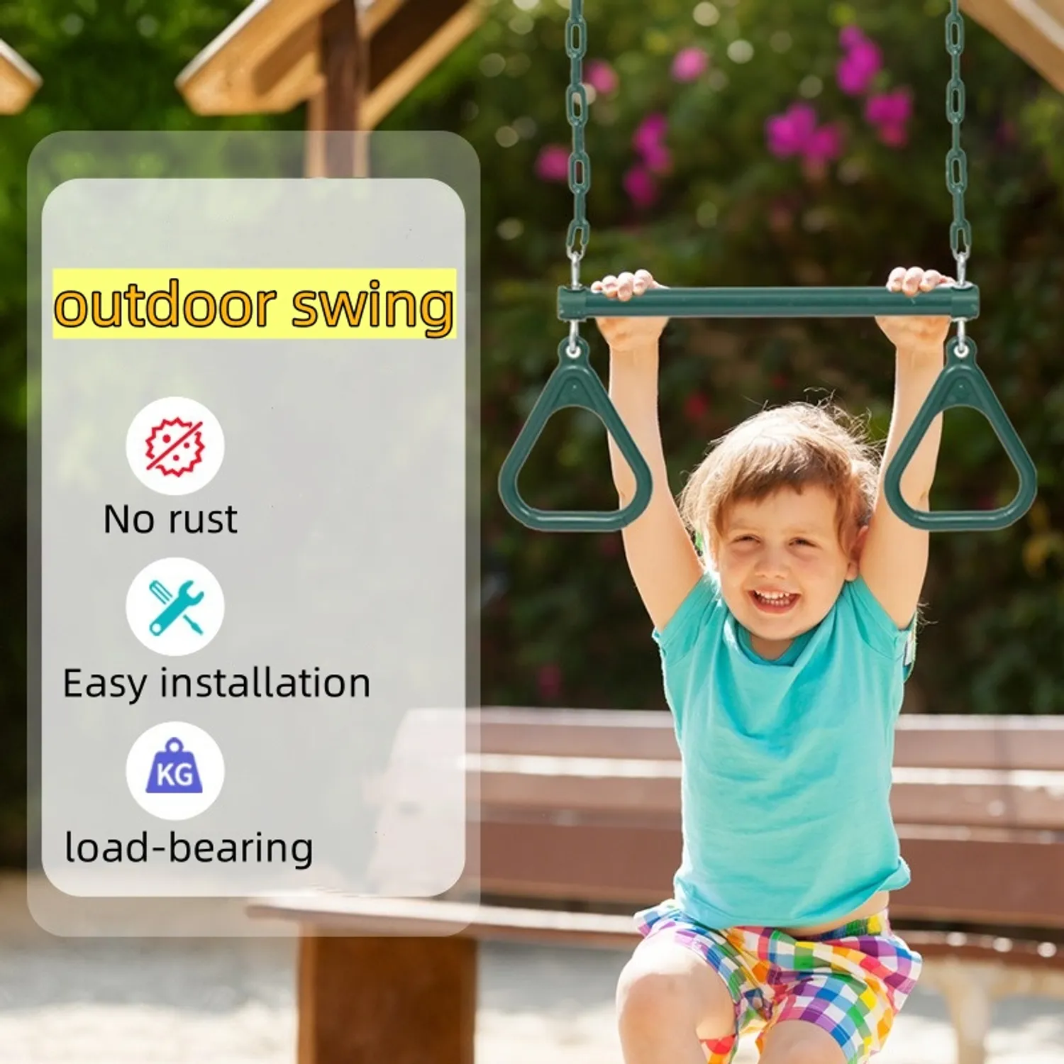 Anillas De Escalada Para Niños – Columpio Trapecio Con Cuerdas Ajustables Para Jardín, Gimnasia Y Acrobacias (Rosa)