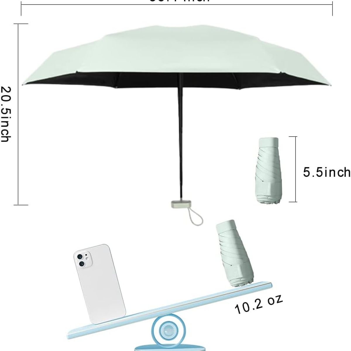 WELDMON - Mini sombrilla de viaje para bolso con estuche