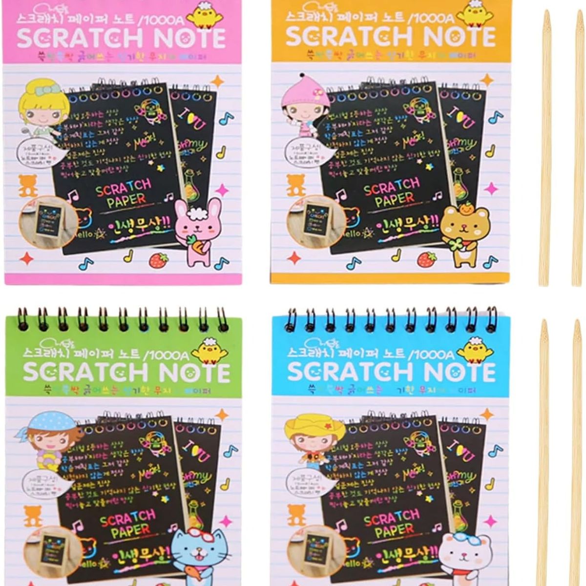 TATEE - 32 cuadernos de bocetos +32 bolígrafos de madera + 4 reglas