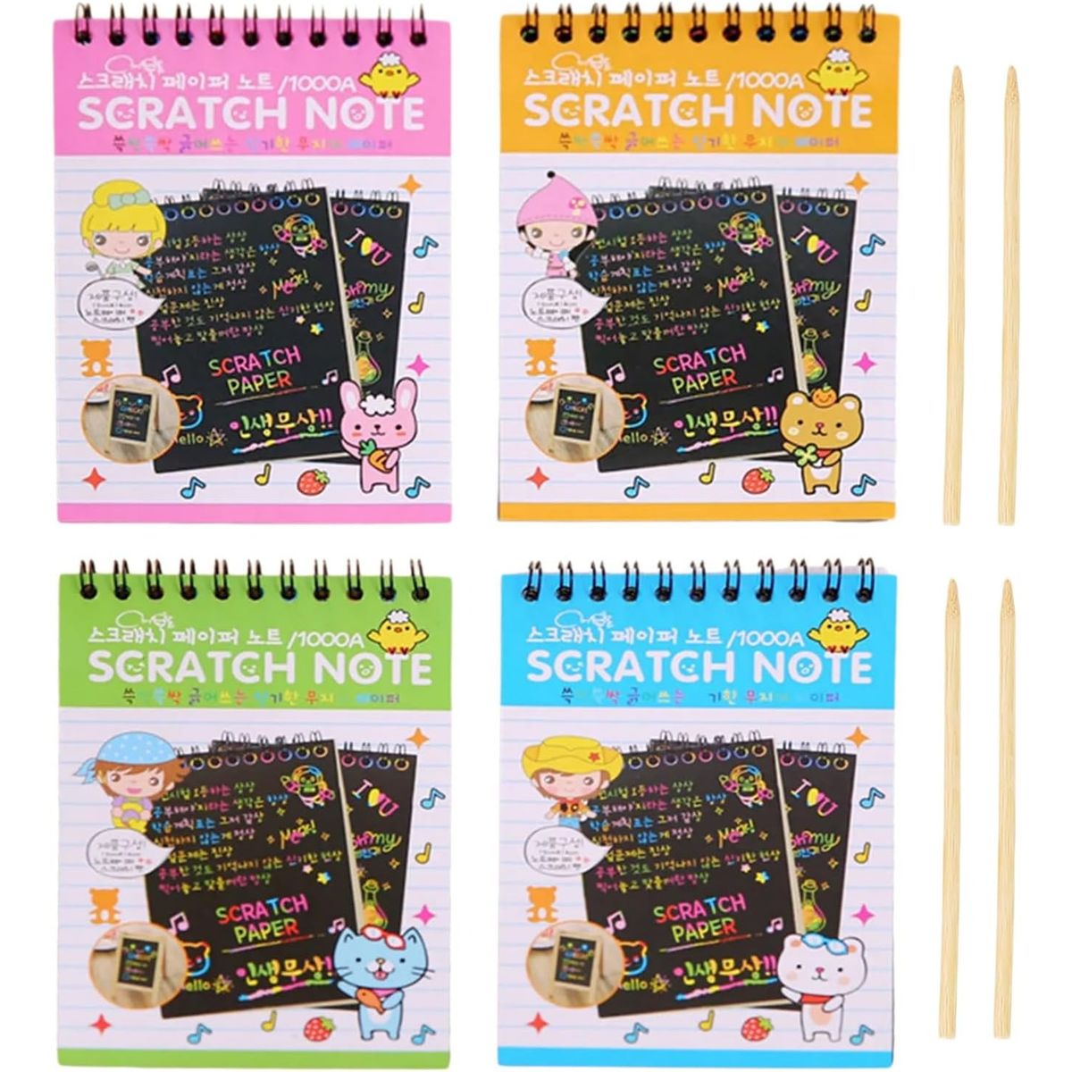 TATEE - 32 cuadernos de bocetos +32 bolígrafos de madera + 4 reglas