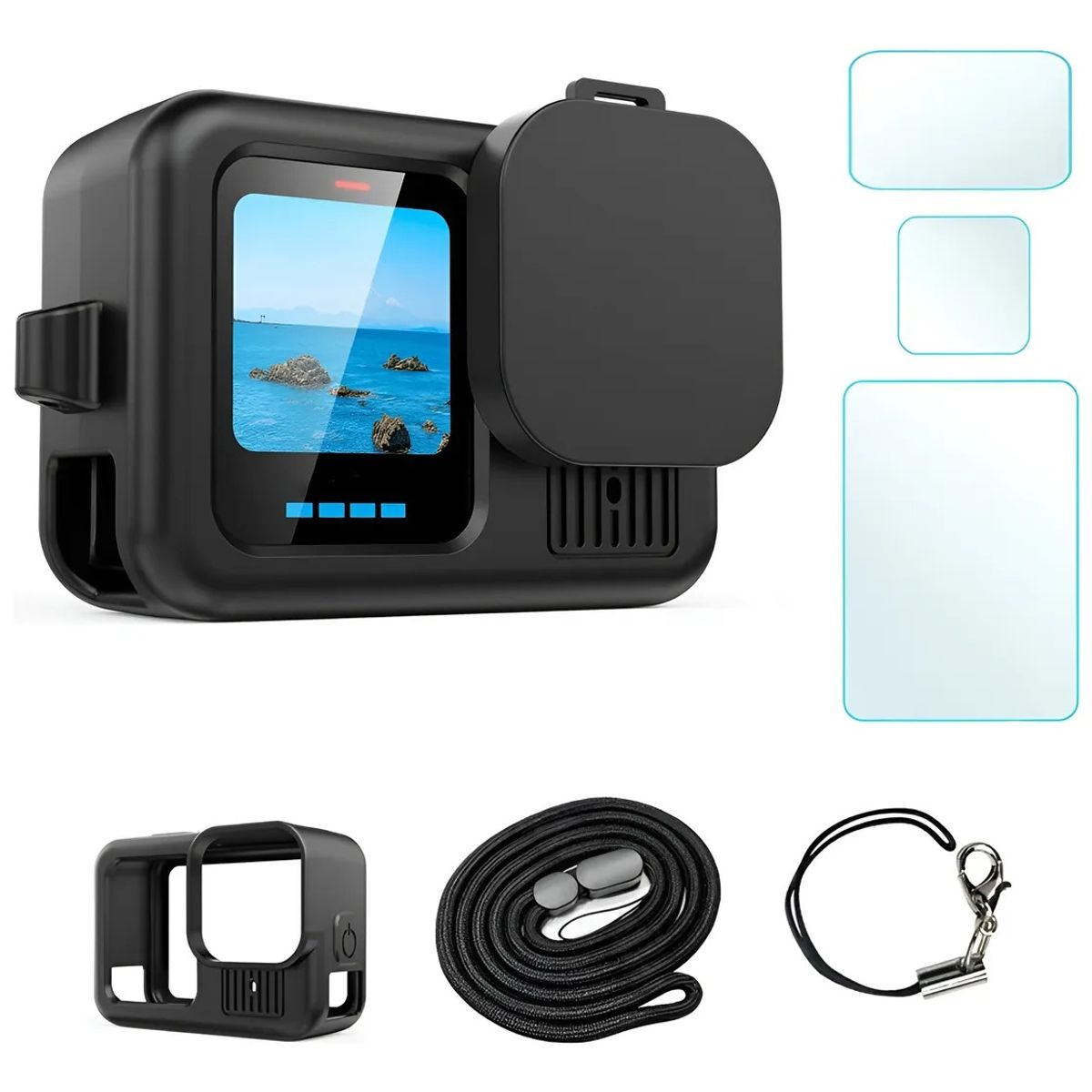 GENERICO - Pack Carcasa Tapa+protector Láminas Vidrio Para Gopro Hero13