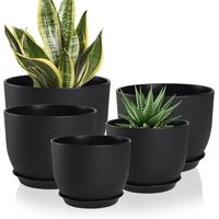 Set 5 macetas de plástico negro cinco tamaños