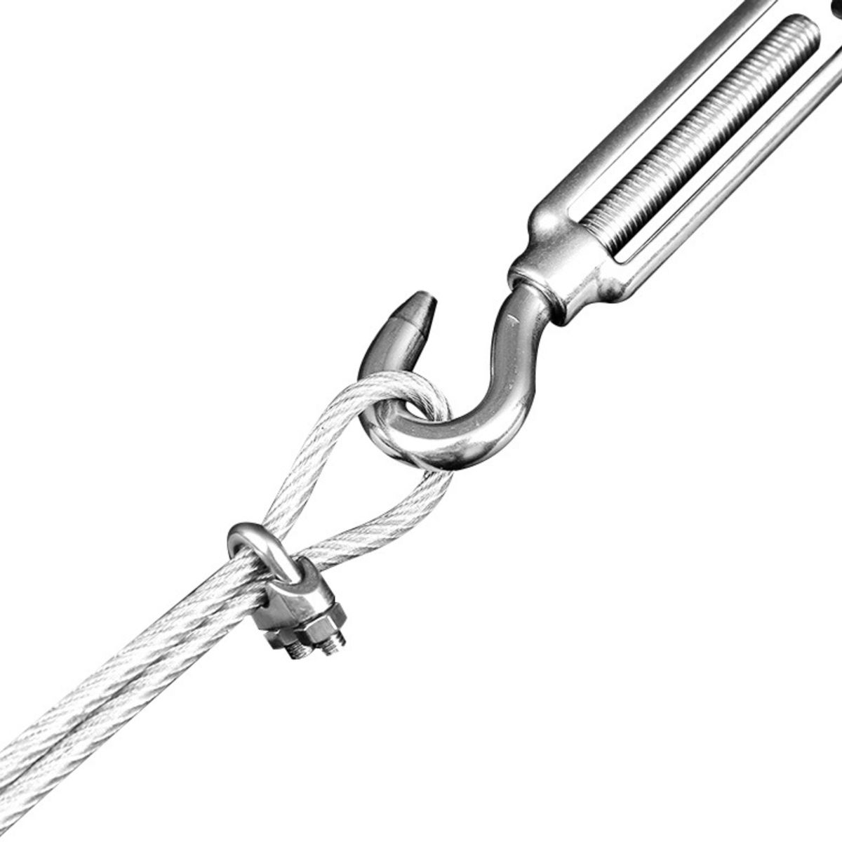 ATURE - Tensor Ojo Gancho Galvanizado Piola Acero 1/4 M6 Pack De 12