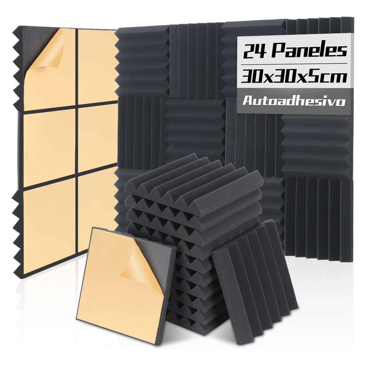 KUANGYE - 24 Paneles Acusticos Espuma Acústica, Aislante Acustico 30cm