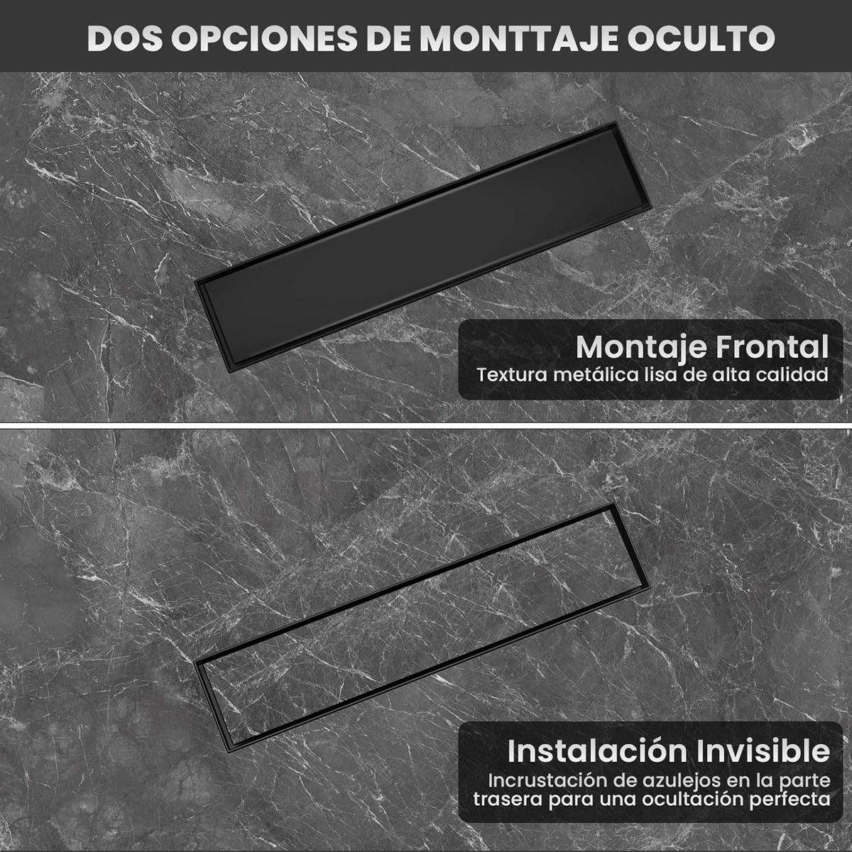 KUANGYE - 10cm×40cm Desagüe De Suelo Rectangular Lineal De Acero Inoxid