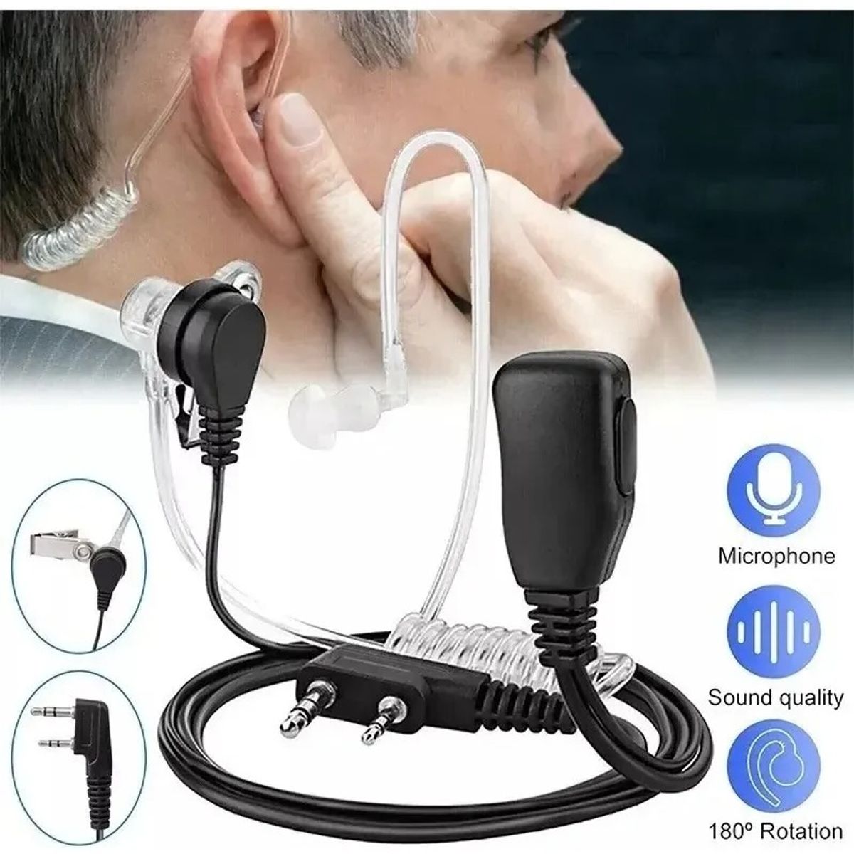 GENERICO - X2 Auricular Tactico Airsoft Walkie Microfono Manos Libres