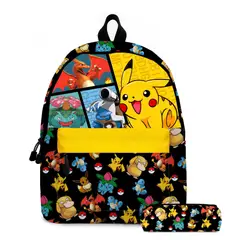 9KSAFETYJB - Mochila de estudiante con estampado de Pokémon de anime - 2 piezas