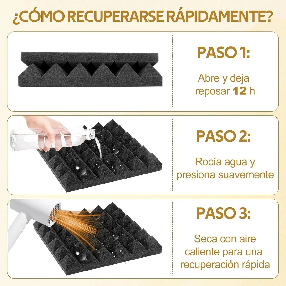 24 Paneles Acusticos Espuma Acústica, Aislante Acustico 30x30x5cm, marca KUANGYE - Foto 2
