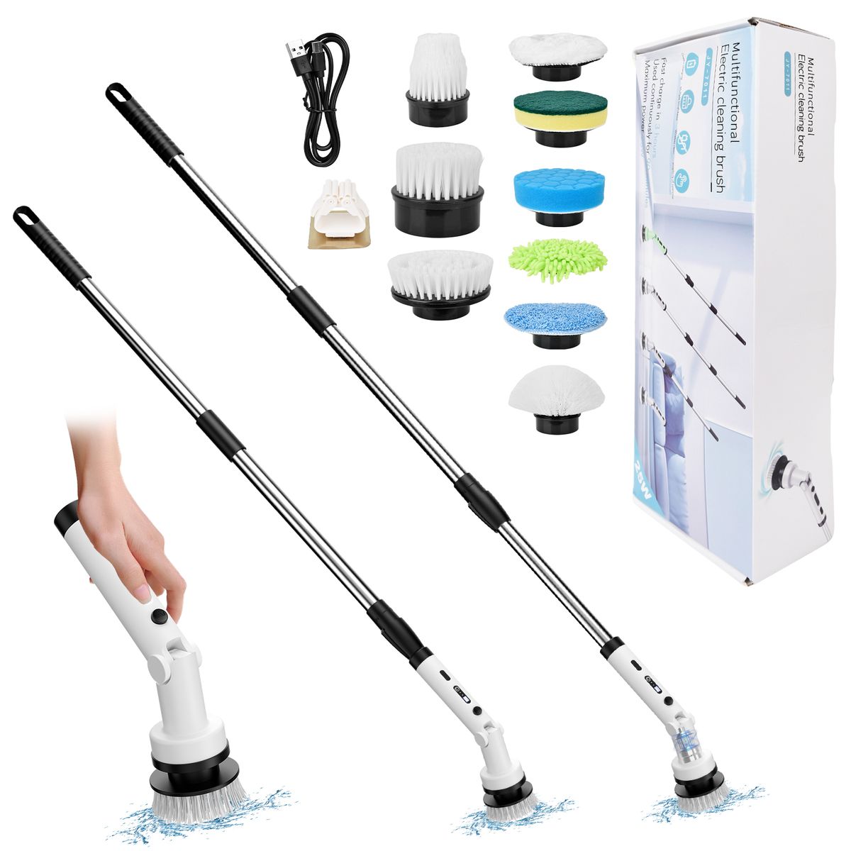 HALMAN - Cómodo cepillo de limpieza eléctrico multifunción sin cable