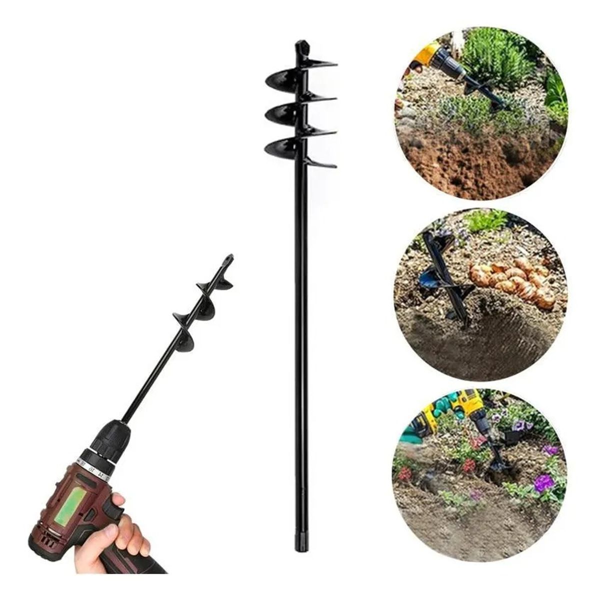 GENERICO - Broca Ahoyador Plantar Jardín Para Taladro Común 60×5cm