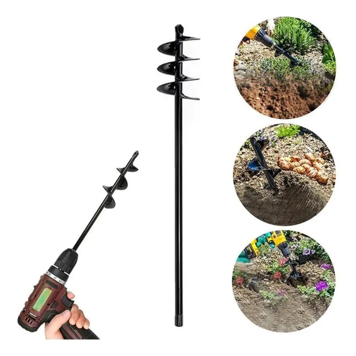 GENERICO - Broca Ahoyador Plantar Jardín Para Taladro Común 60×5cm